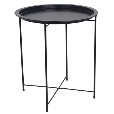 Round multi-purpose metal folding table - Matte black