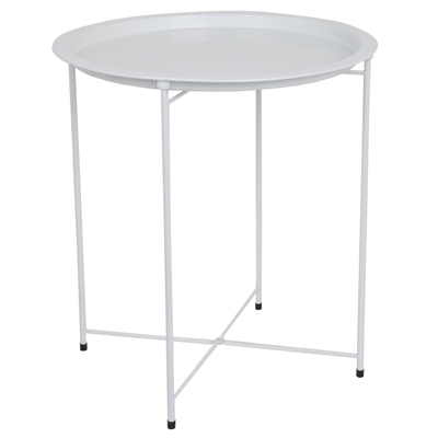 Round multi-purpose metal folding table - Matte white