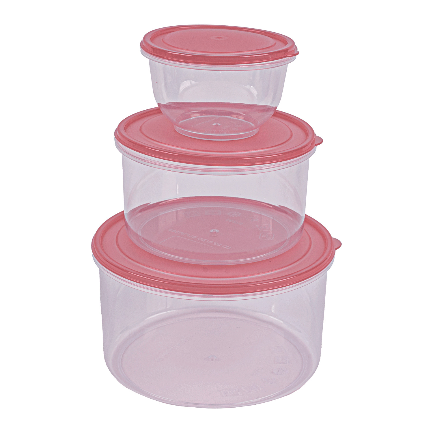 Round nesting food containers, pk. of 3 - 180ml, 530ml, 1.05L