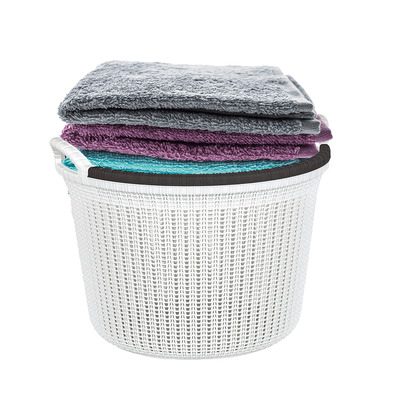 Round plastic laundry basket with black trim - 32L