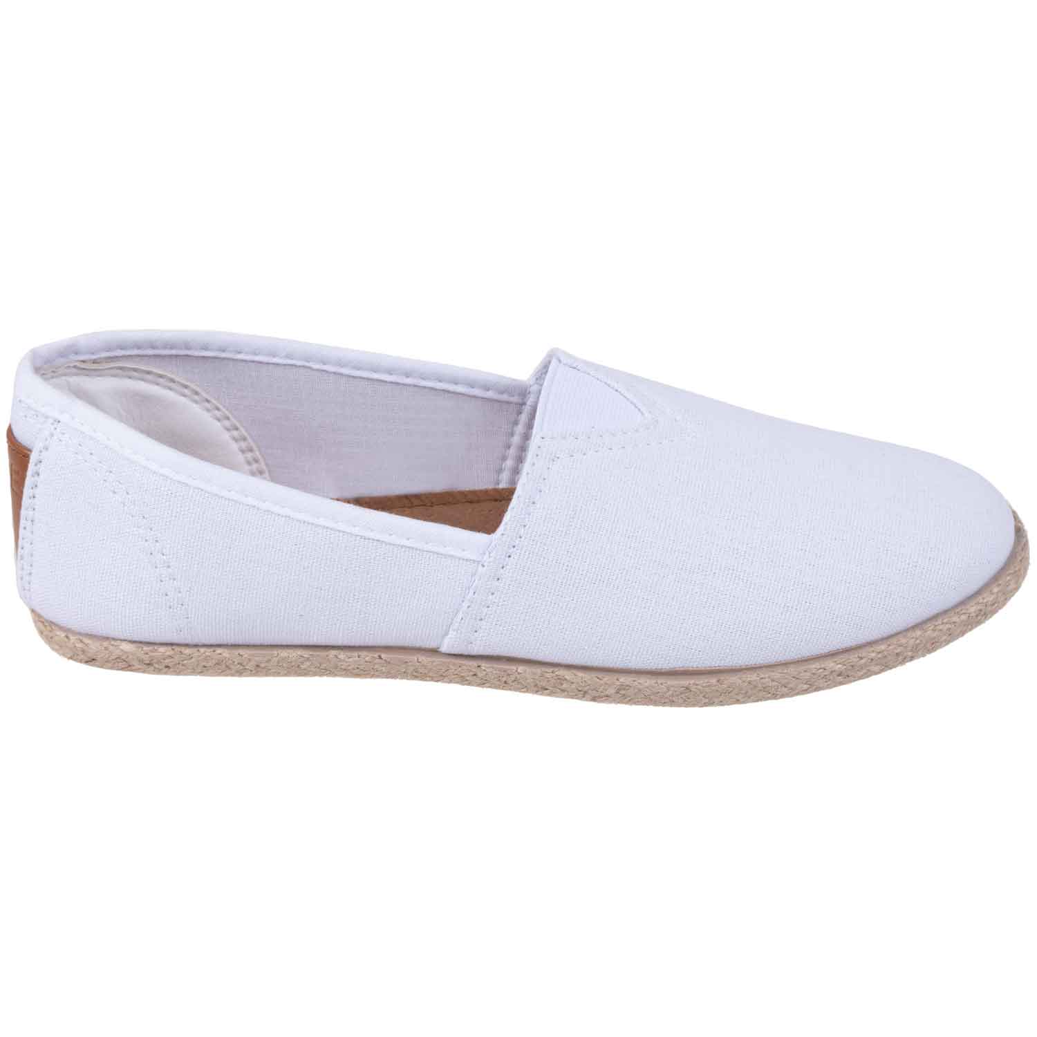 Round toe canvas slip-on esparilles - White, size 6. Colour: white. Size: 6