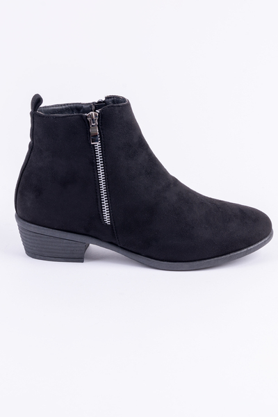 Round toe zipped ankle booties