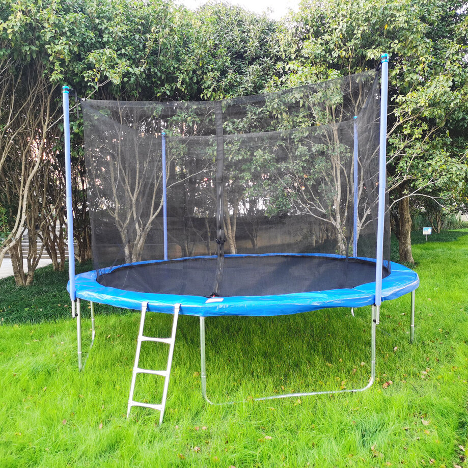 Round trampoline with safety enclosure and ladder, 12 feet