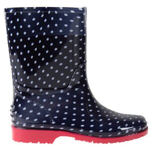 Rubber rain boots - Navy polka dots