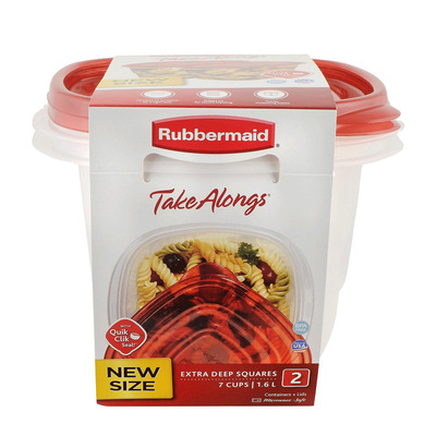 Rubbermaid - Take Alongs - Contenants pour aliments carrés extra-profonds avec couvercles, paq. de 2 - 1,6L