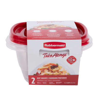 Rubbermaid - Take Alongs - Contenants pour aliments carrés profonds avec couvercles, paq. de 2 - 1,2L