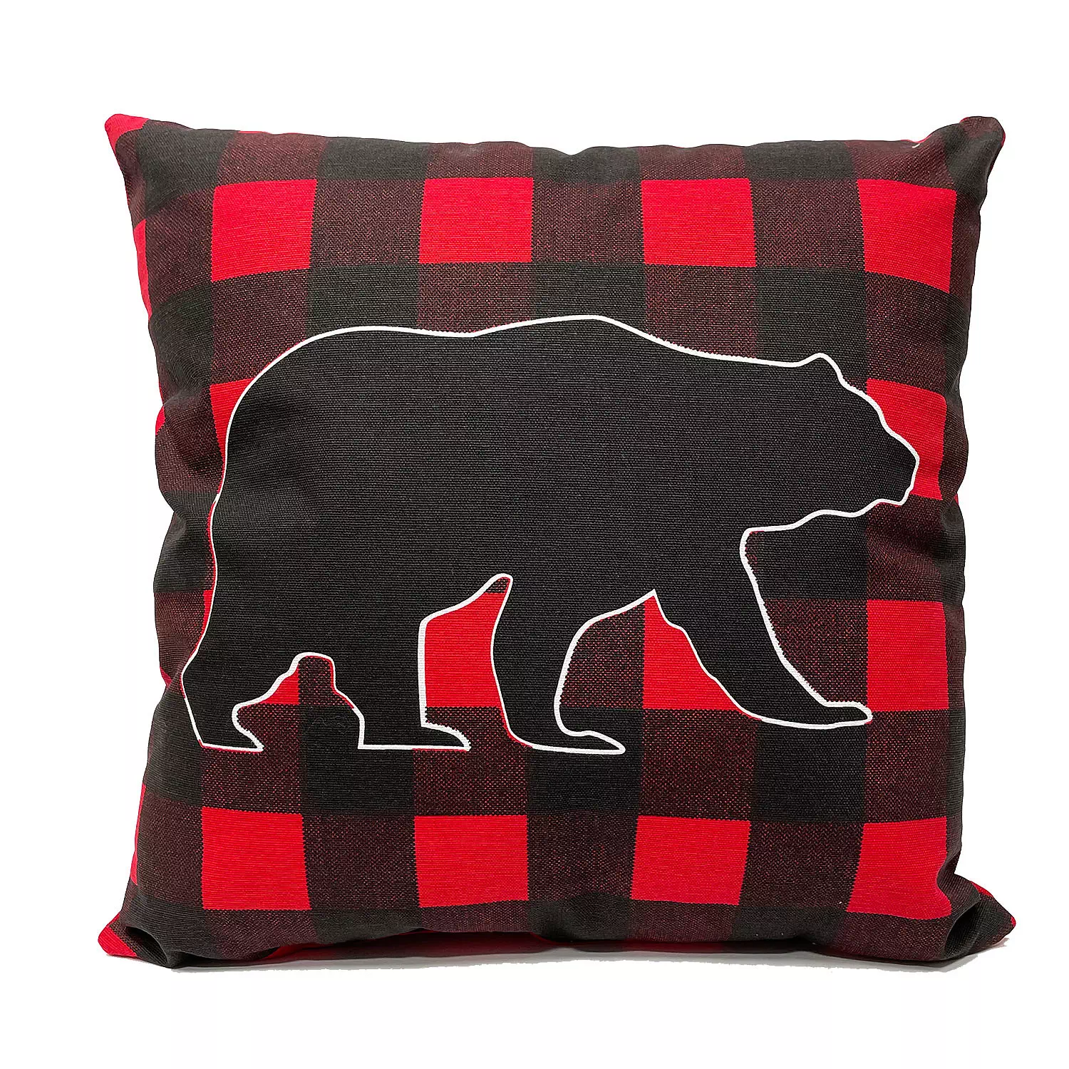 Rustic print decorative cushion, polar bear, 16"x16"
