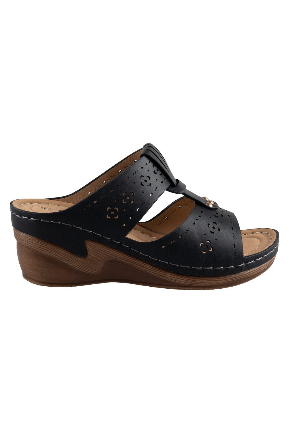 Sandale confortable &agrave; talon compens&eacute;