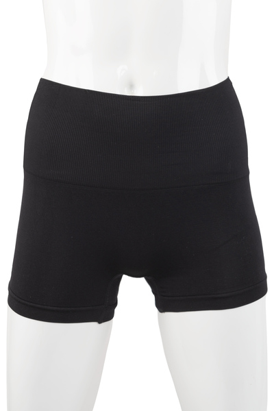 Seamless highwaist boyleg shorts with light support, noir