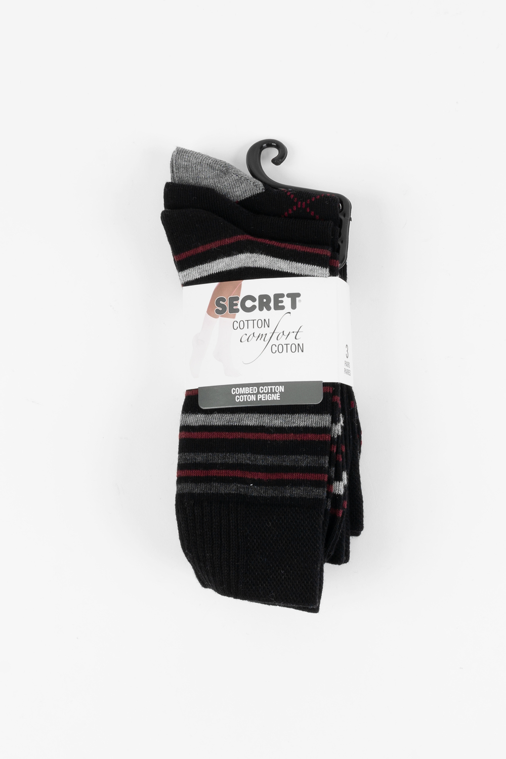 Secret - Chaussettes habillées en coton peigné, 3 paires