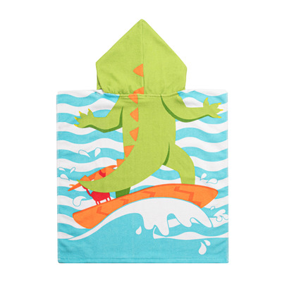 Serviette à capuchon pour enfants ultra douce en velours - Crocos surfeurs