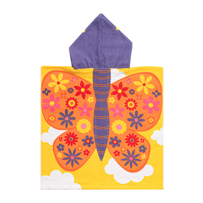 Serviette à capuchon pour enfants ultra douce en velours - Papillon floral