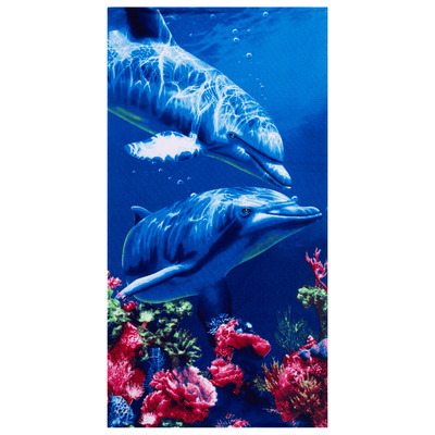 Serviette de plage de luxe ultra douce en velours - Baleines bleues