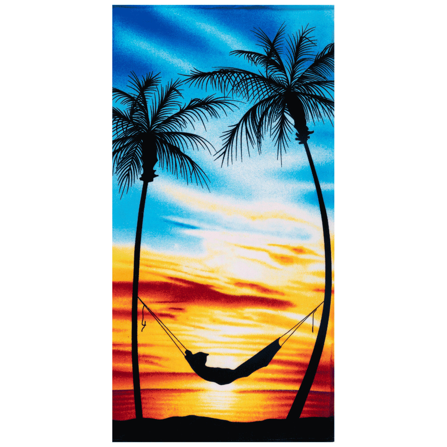 Serviette de plage de luxe ultra douce en velours - Lever de soleil tropical