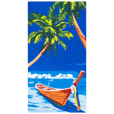 Serviette de plage de luxe ultra douce en velours - Vue bleue