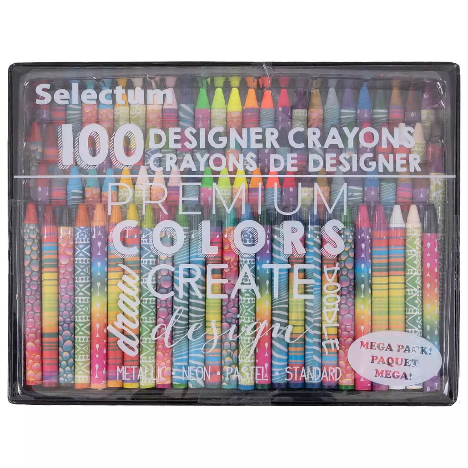 Set of 100 designer wax crayons