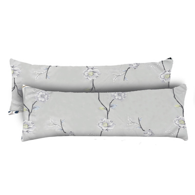 Set of 2 Bamboo Luxe body pillowcases - Grey floral