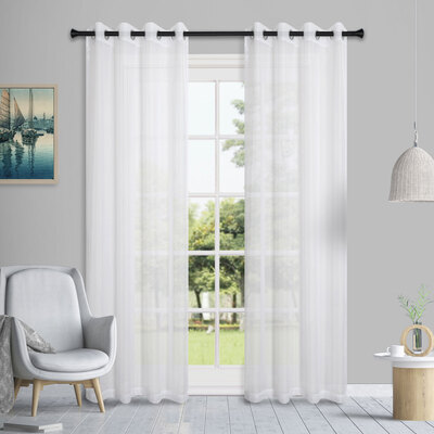 Set of 2 classic voile sheer curtains, 54"x84"