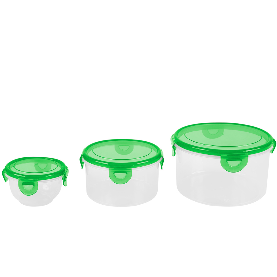 Set of 3 nesting food containers with snap lock lids - Green