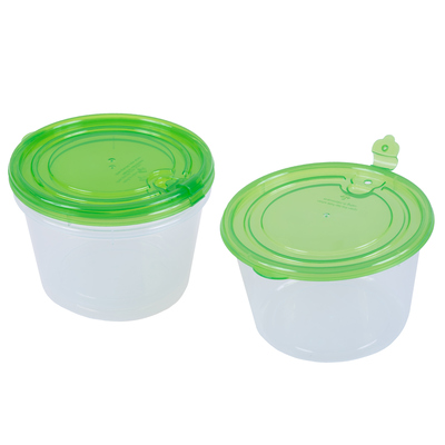 Set of 3 round food containers with air vent - Green