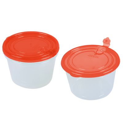 Set of 3 round food containers with air vent - Red