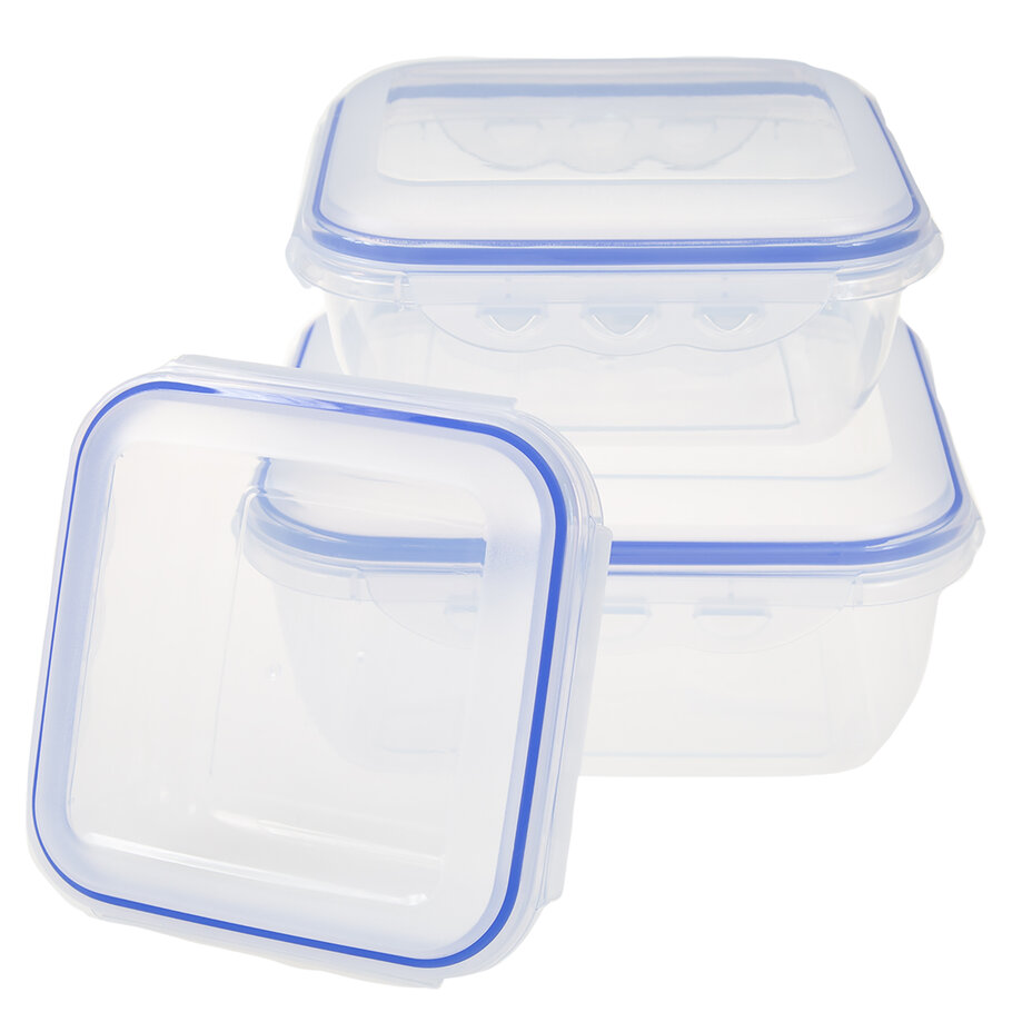 Set of 3 square food containers
