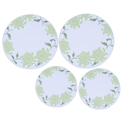 Set of 4 decorative burner covers - Green peonies