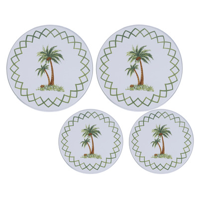 Set of 4 decorative burner covers - Tropical palm
