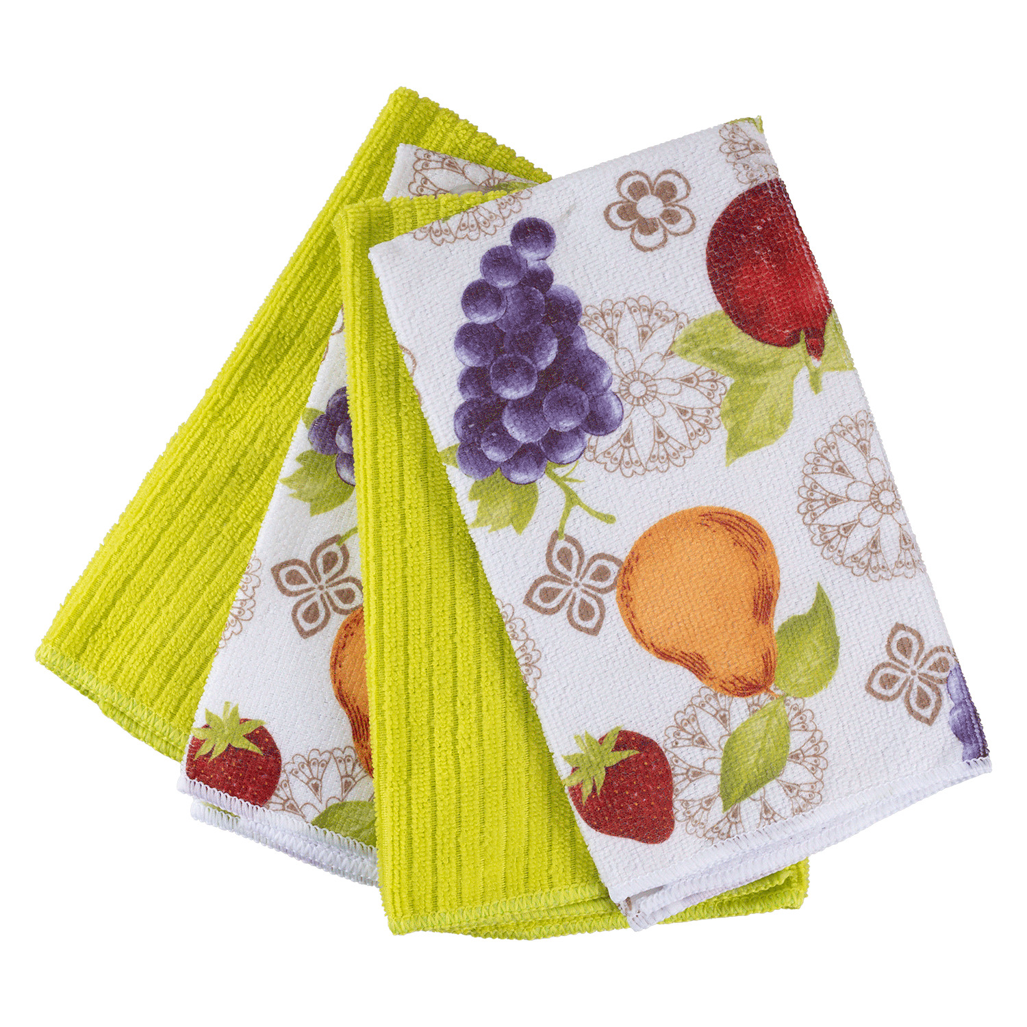 Set of 4 printed microfiber cloths - Fruits