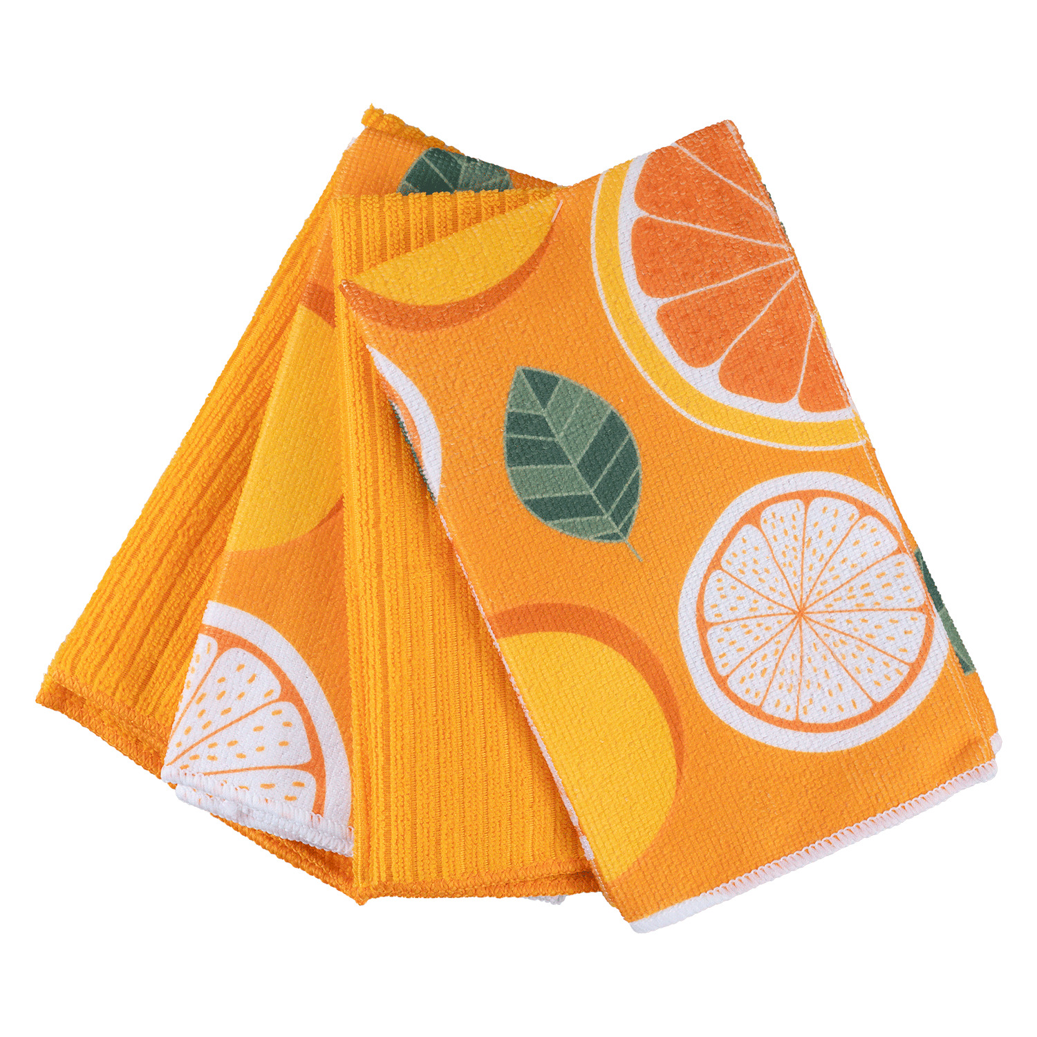 Set of 4 printed microfiber cloths - Oranges