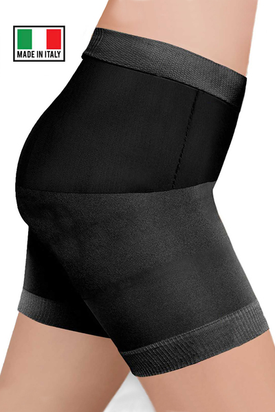 ShapeOn - Tummy slimming short with non-rolling silicone band, black