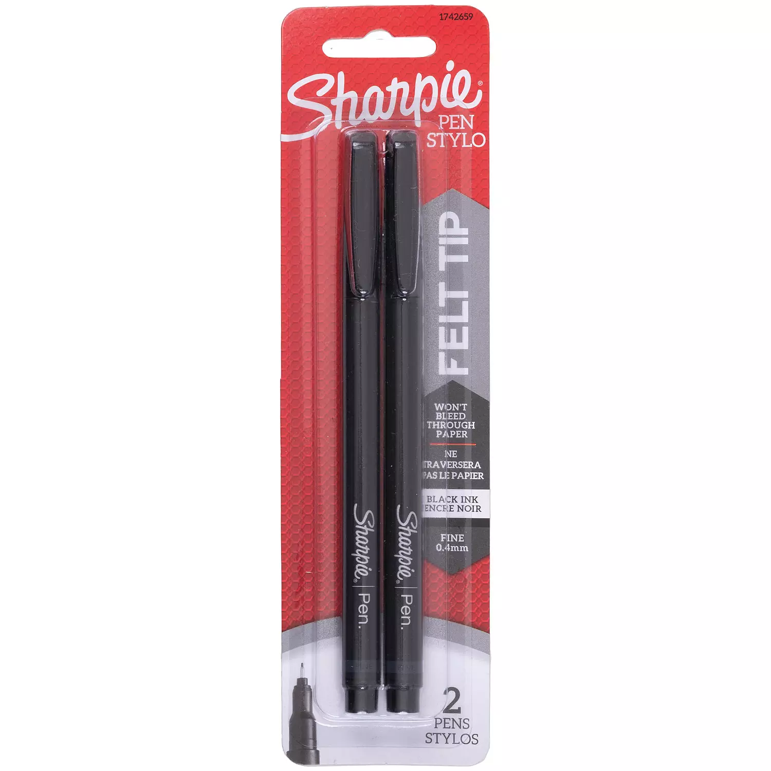 Sharpie - Fine Stylo black pens, pk. of 2