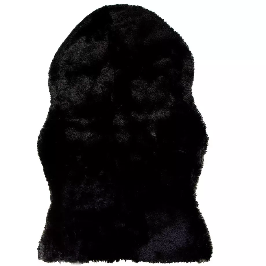 Sheepskin faux fur rug, 2'x3', black