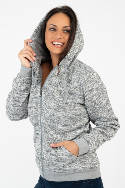 Sherpa lined full-zip hoodie - Heathered