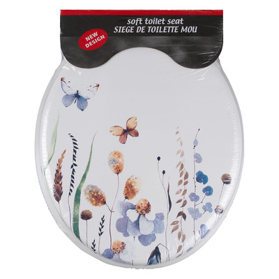 Si&egrave;ge de toilette rembourr&eacute; - Champ de papillons