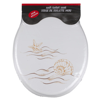 Si&egrave;ge de toilette rembourr&eacute; - Coquillages bruns