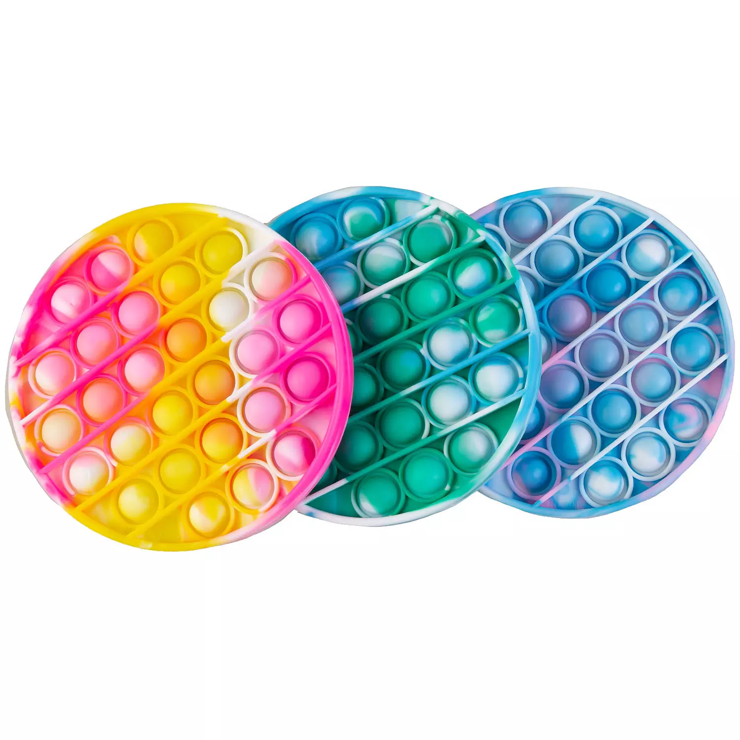 Silicone bubble popper fidget toy, round tie-dye, 1 piece