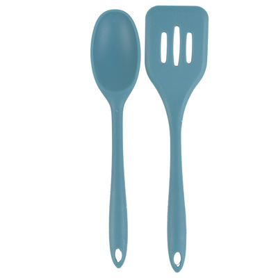 Silicone slotted turner & solid spoon set  2pcs