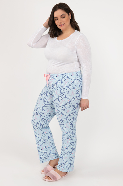 Sleep & Co. - Soft touch, printed pyjama pants, Paris - Plus Size