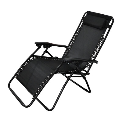 Sling zero gravity folding chair/recliner with headrest - Black