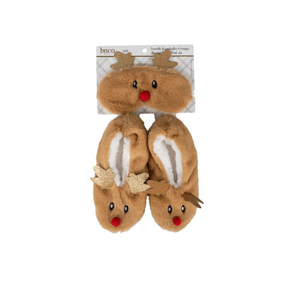 Slipper and eye mask set - Reindeer