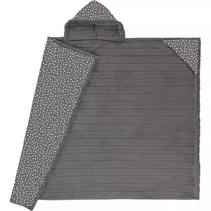 Small polka dots hooded throw blanket with faux fur lining, 48"x65", grey