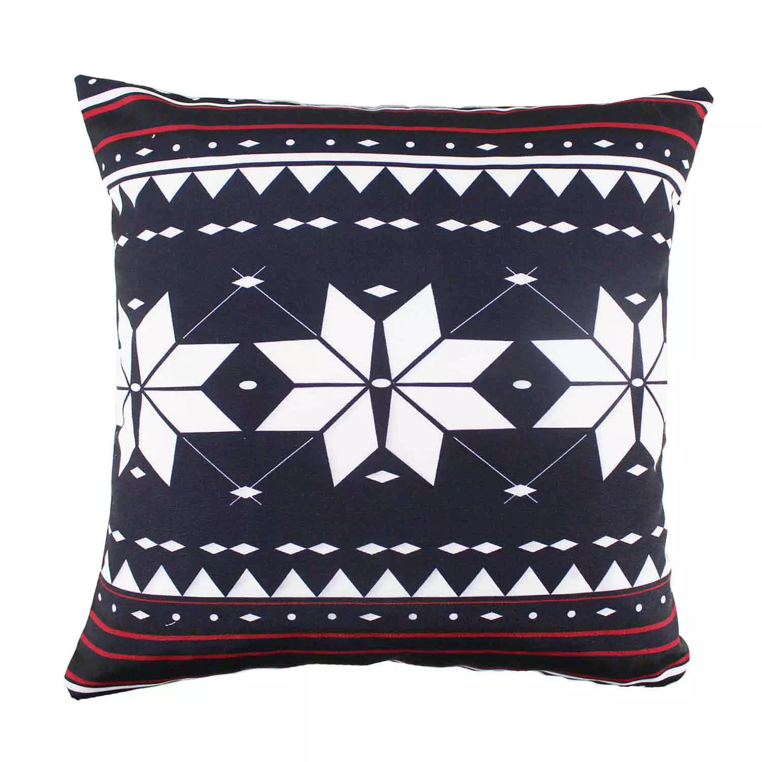Snowflake pattern printed cushion, 18"x18", navy