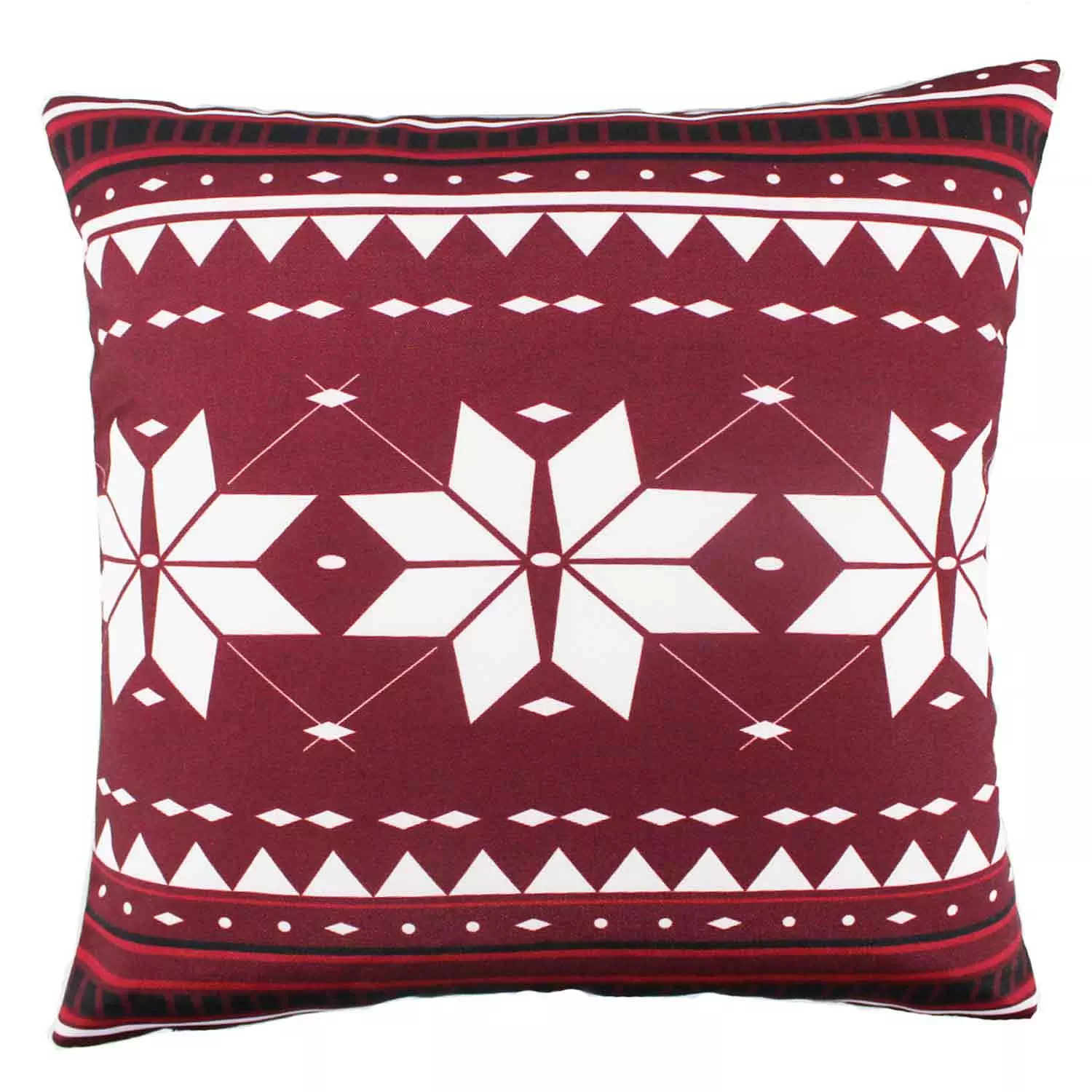 Snowflake pattern printed cushion, 18"x18", red