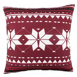 Snowflake pattern printed cushion, 18"x18"