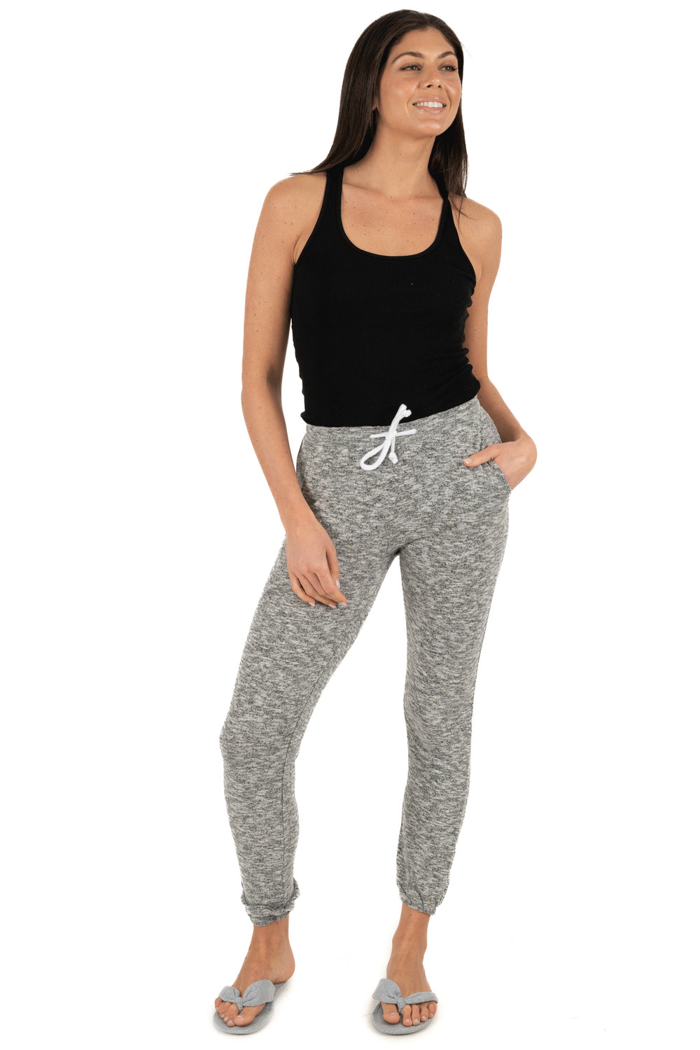 Soft-brushed jersey lounge jogger - Heathered