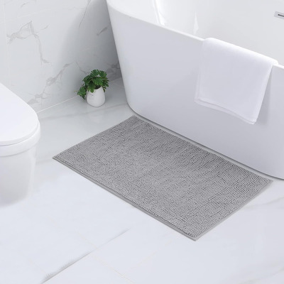 Soft chenille bath mat
