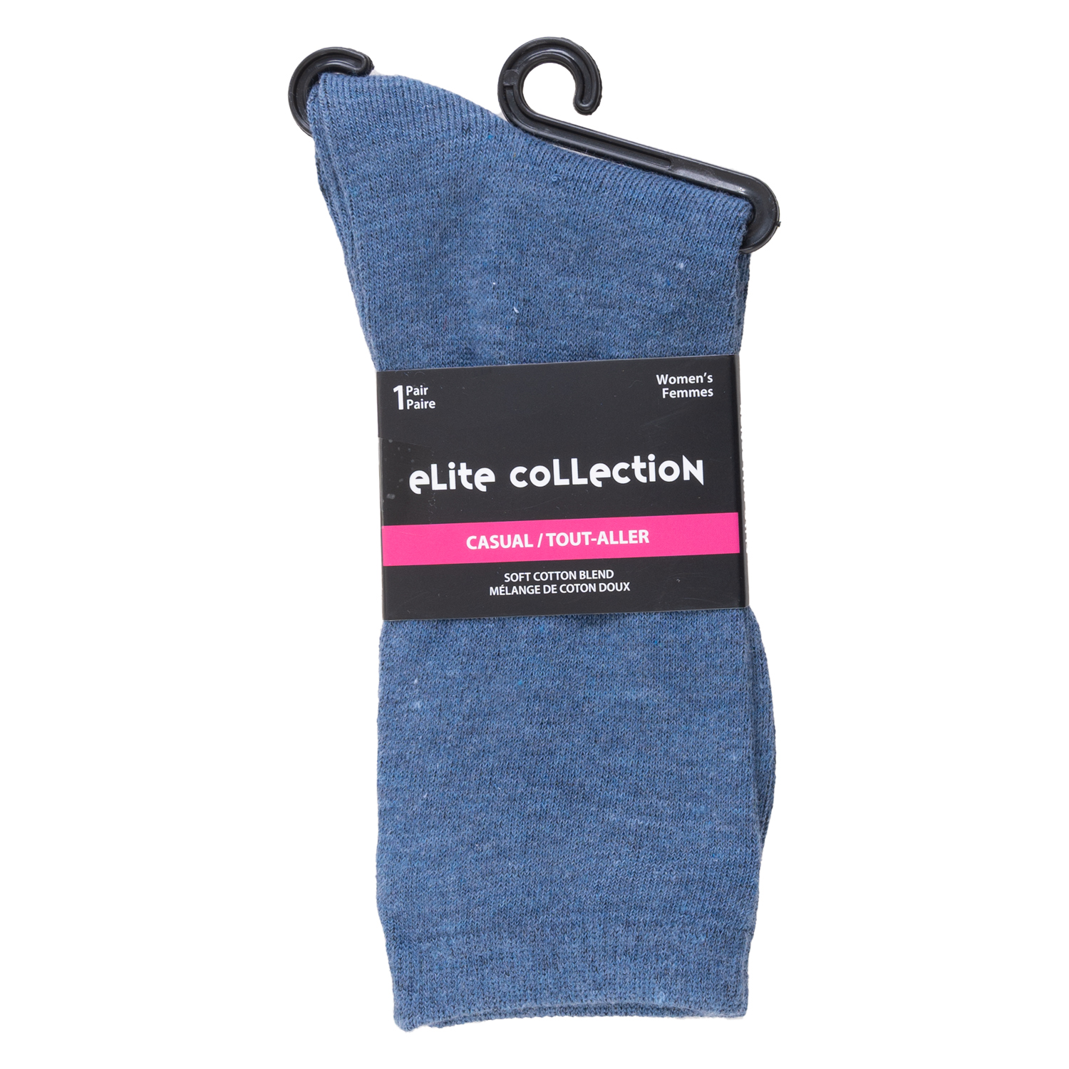 Soft cotton blend casual crew socks, 1 pair - Denim blue