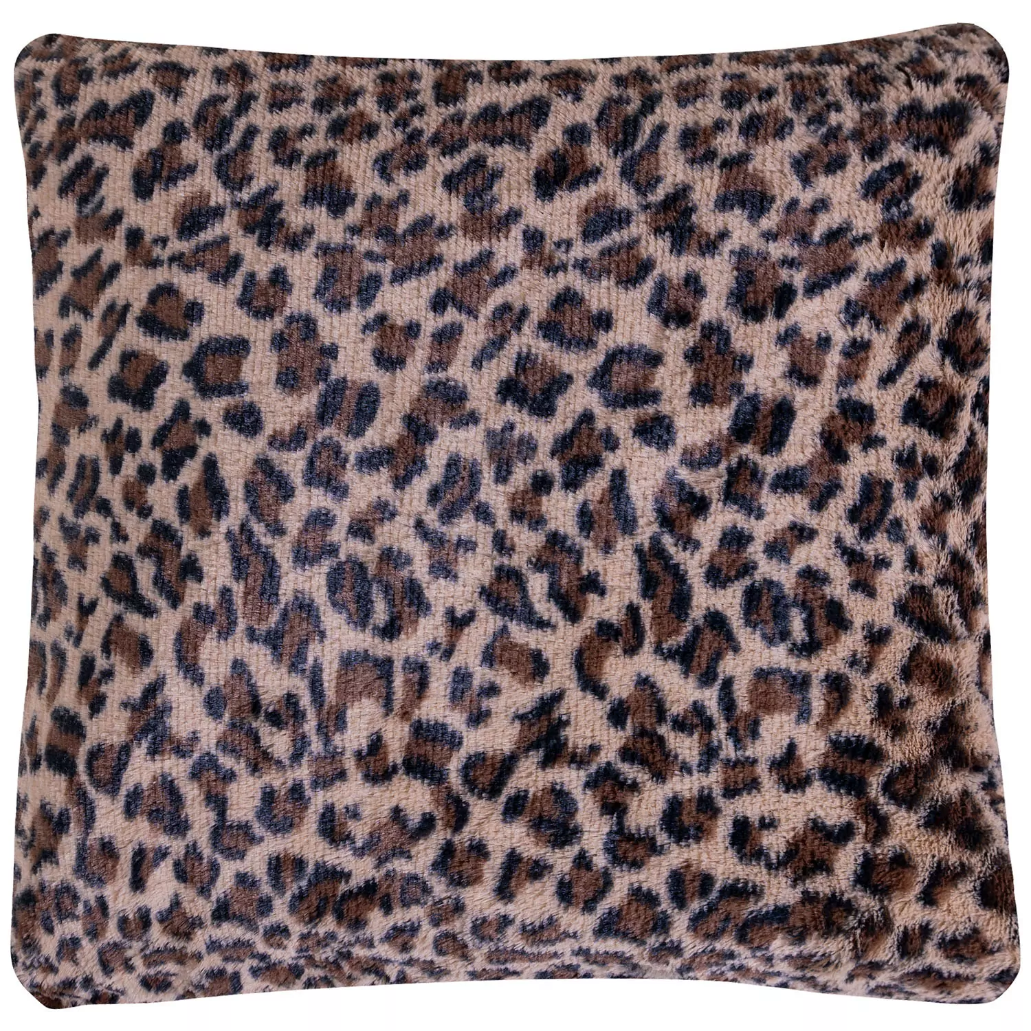 Soft plush cheetah print decorative cushion, 18"x18", brown