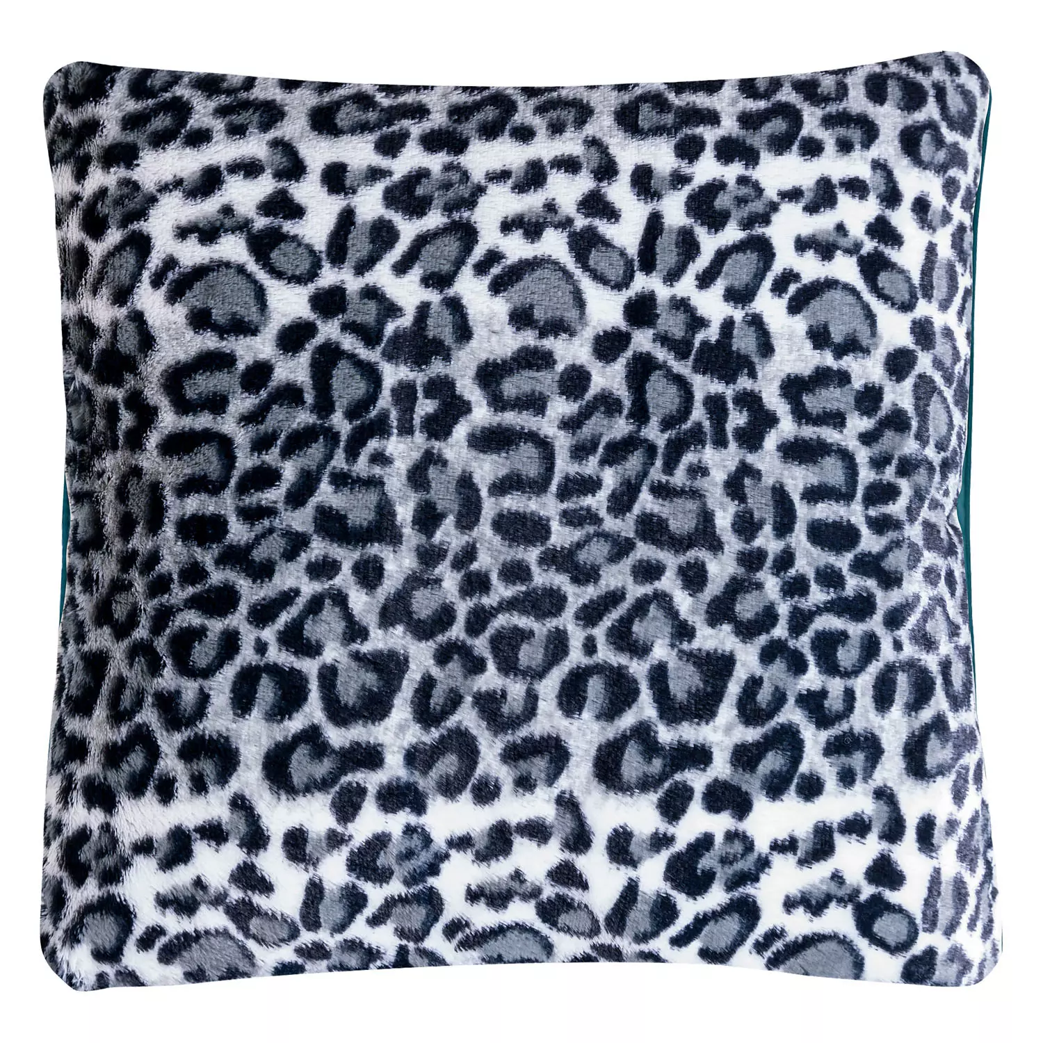 Soft plush cheetah print decorative cushion, 18"x18", grey